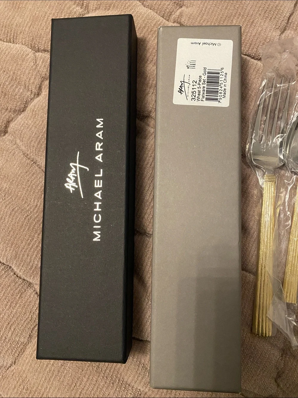Michael Aram Gold-Textured Handle Flatware Set of 2
